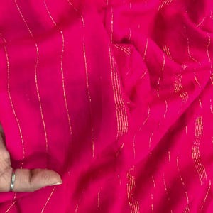 Shimmer Fabric Pink & Gold Rayon Viscose Dress Material Lurex metallic