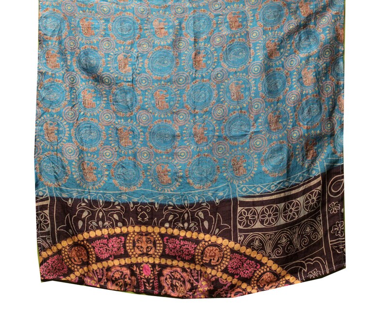 Vintage Recycled Sari Saree Hanky Scarves SSC1206 Gift Wrapping Cloth Collage Silk Scarf Sewing Crafts Pure Silk Fabric Mixed Media
