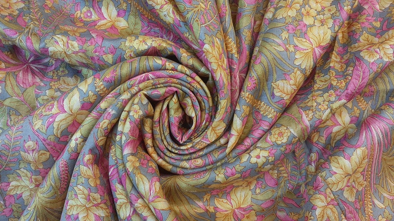 Pure Silk Fabric By The Yard Dress Making Cloth Collage Sewing Vintage Recycled Material Print Textile Saree Sari Easter Egg Dyeing PSF1568 image 1