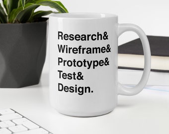 Research and Wireframe and Prototype and Test and Design Mug