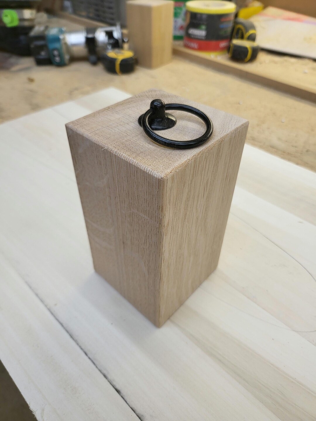 Solid Oak Doorstop With Black Handle: Heavy Timber Door Stop - Etsy UK