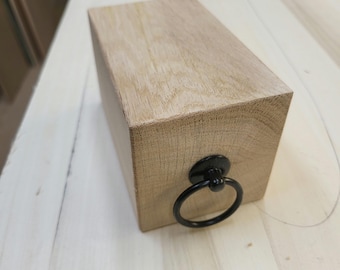 Solid Oak heavy Doorstop with Black Handle (300mm High)