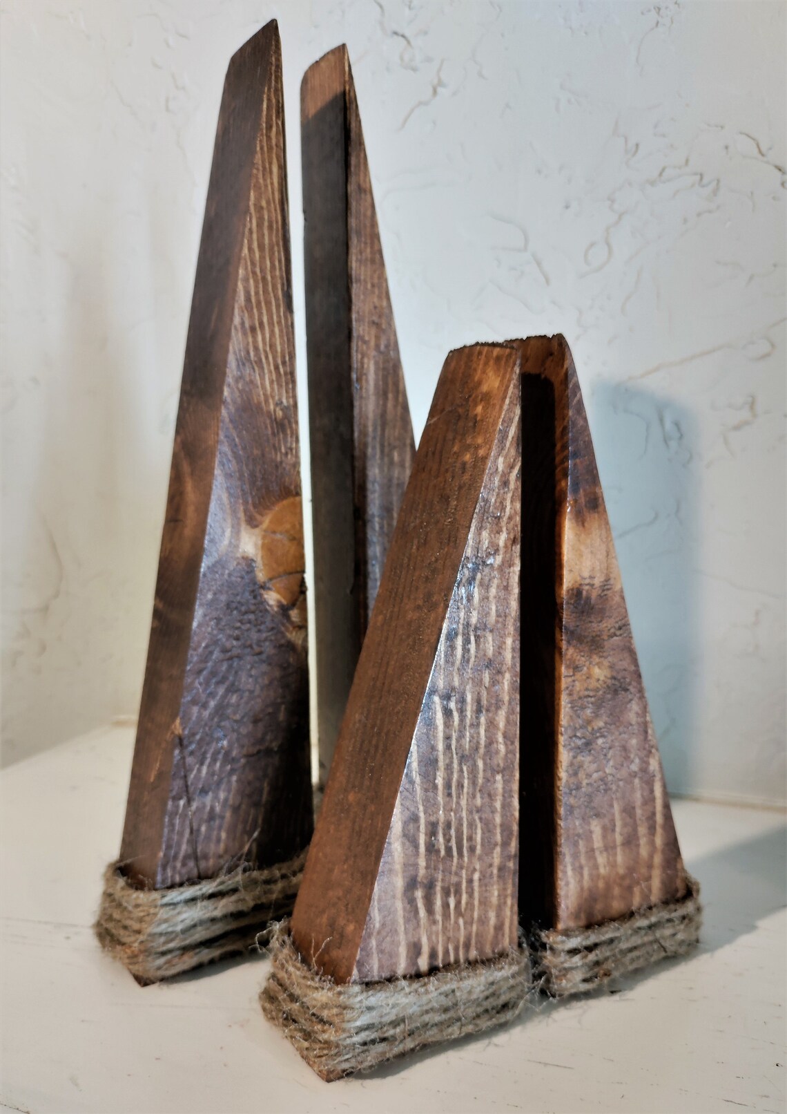 Wooden Tree Decor, Wood Stained Dotted Rustic Trees, Tabletop Wood Tree