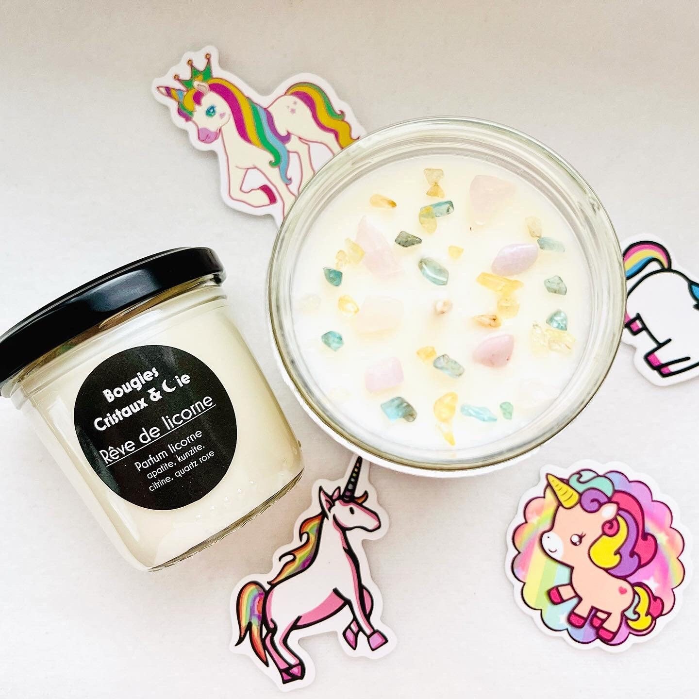 Reves de Licorne - Parfum Bonbon Fruité Kunzite, Apatite, Citrine et Quartz Rose