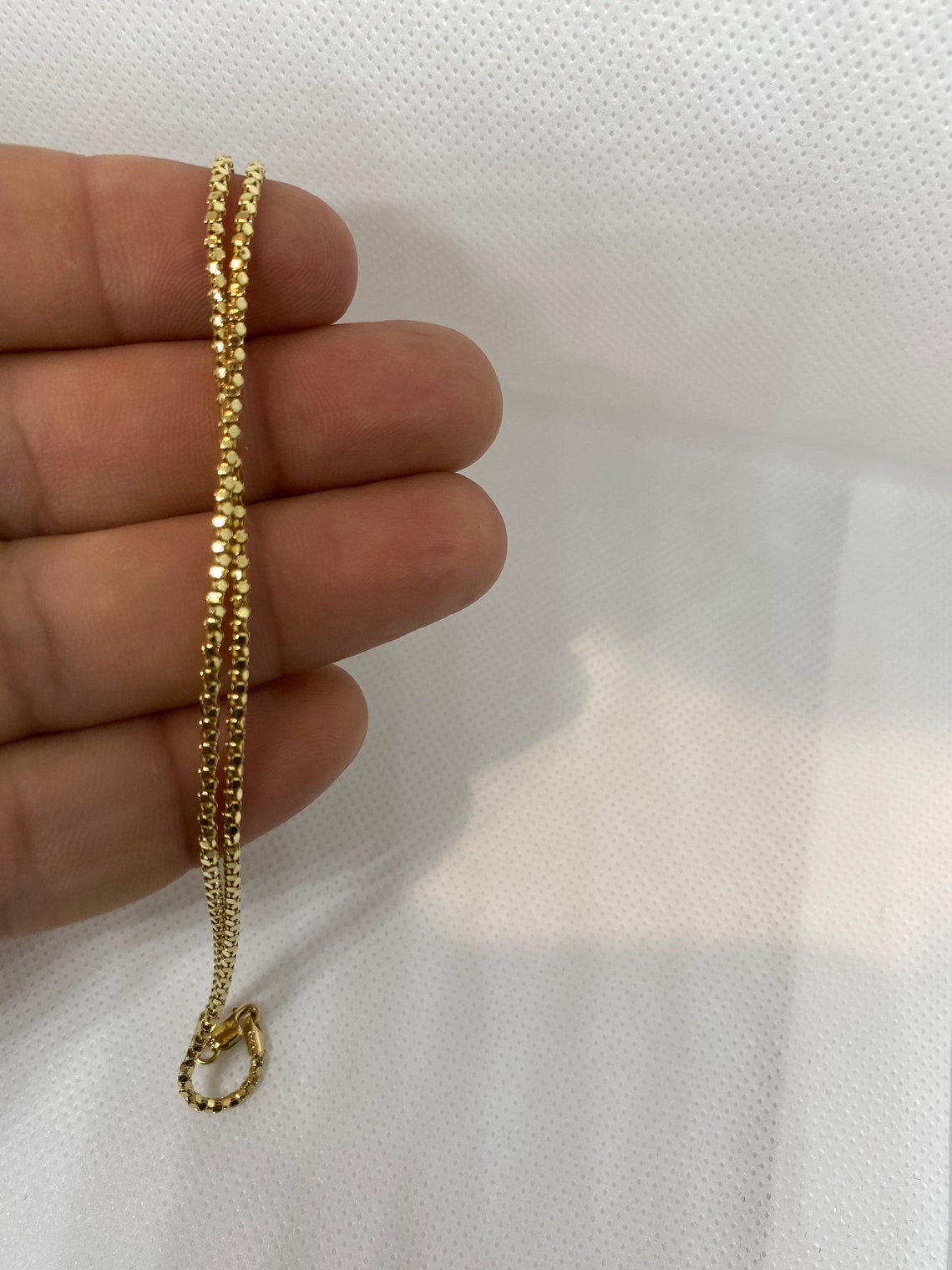 1.7 mm popcorn link chain 18 necklace 14K yellow Gold 4.19 Etsy
