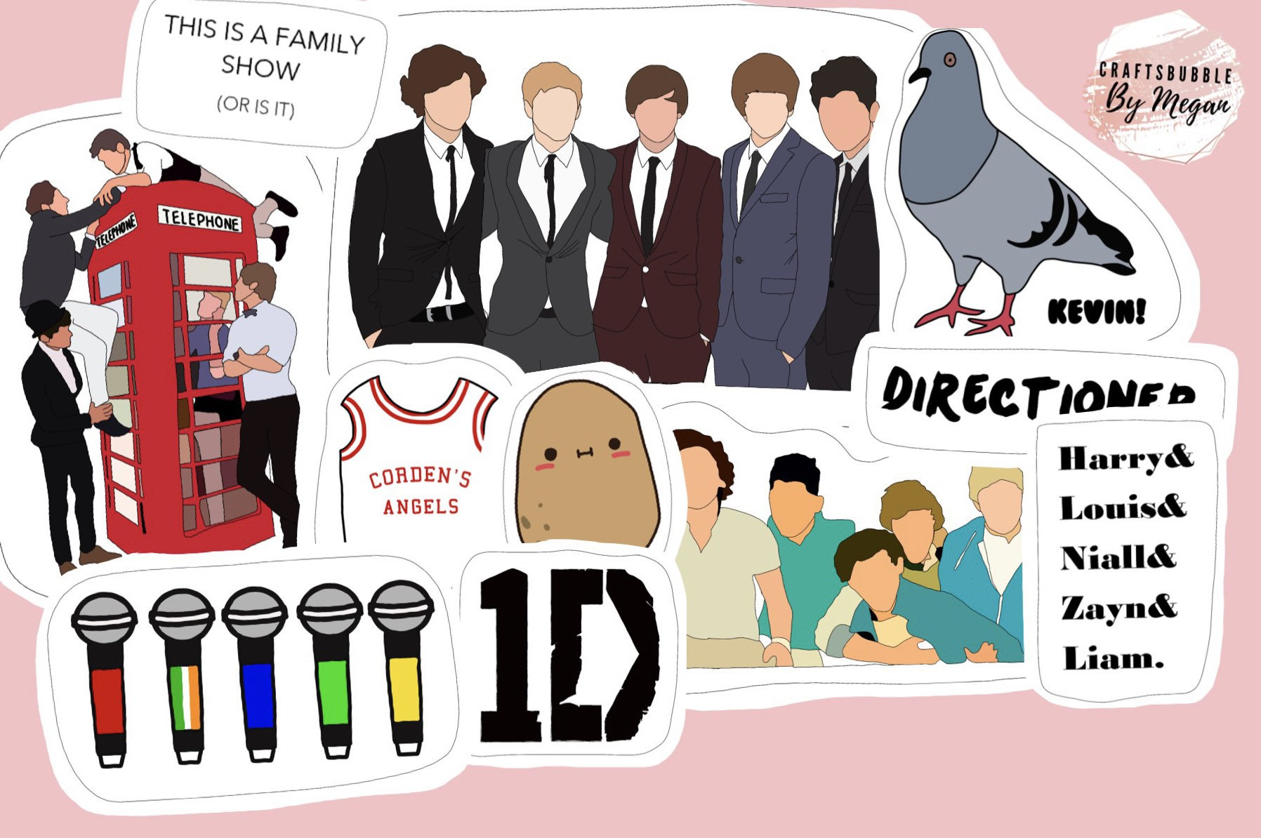 One Direction Sticker Pack Etsy