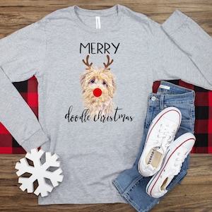 Merry Doodle Christmas long sleeve t-shirt, Golden Doodle Shirt, Christmas Doodle Shirt,Doodle Mama Shirt, Doodle Dad Shirt,Holiday Dog Tee