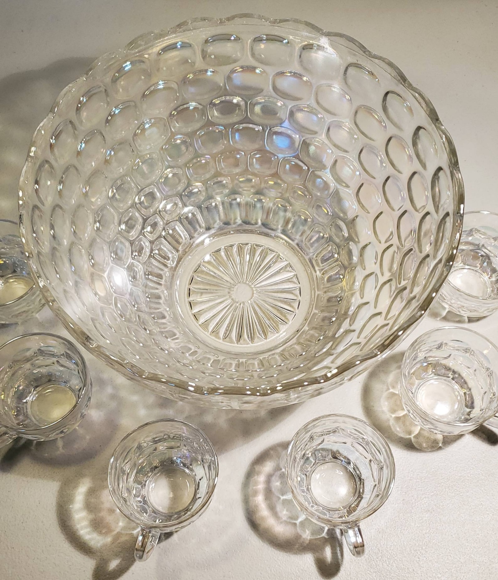 Vintage Federal Glass Yorktown Colonial Glass Clear Punch Bowl Etsy