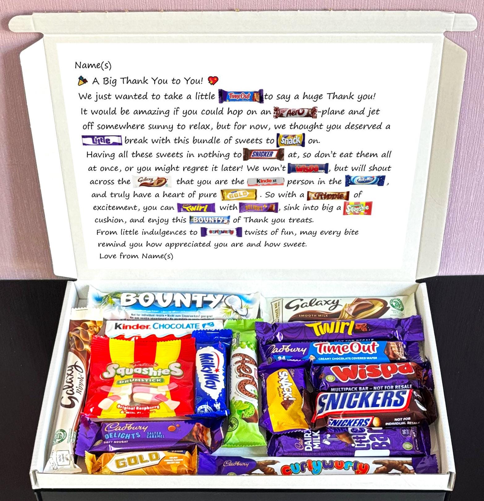 Thank You Personalised Chocolate Message Gift Box - Etsy, image size:1566x1621