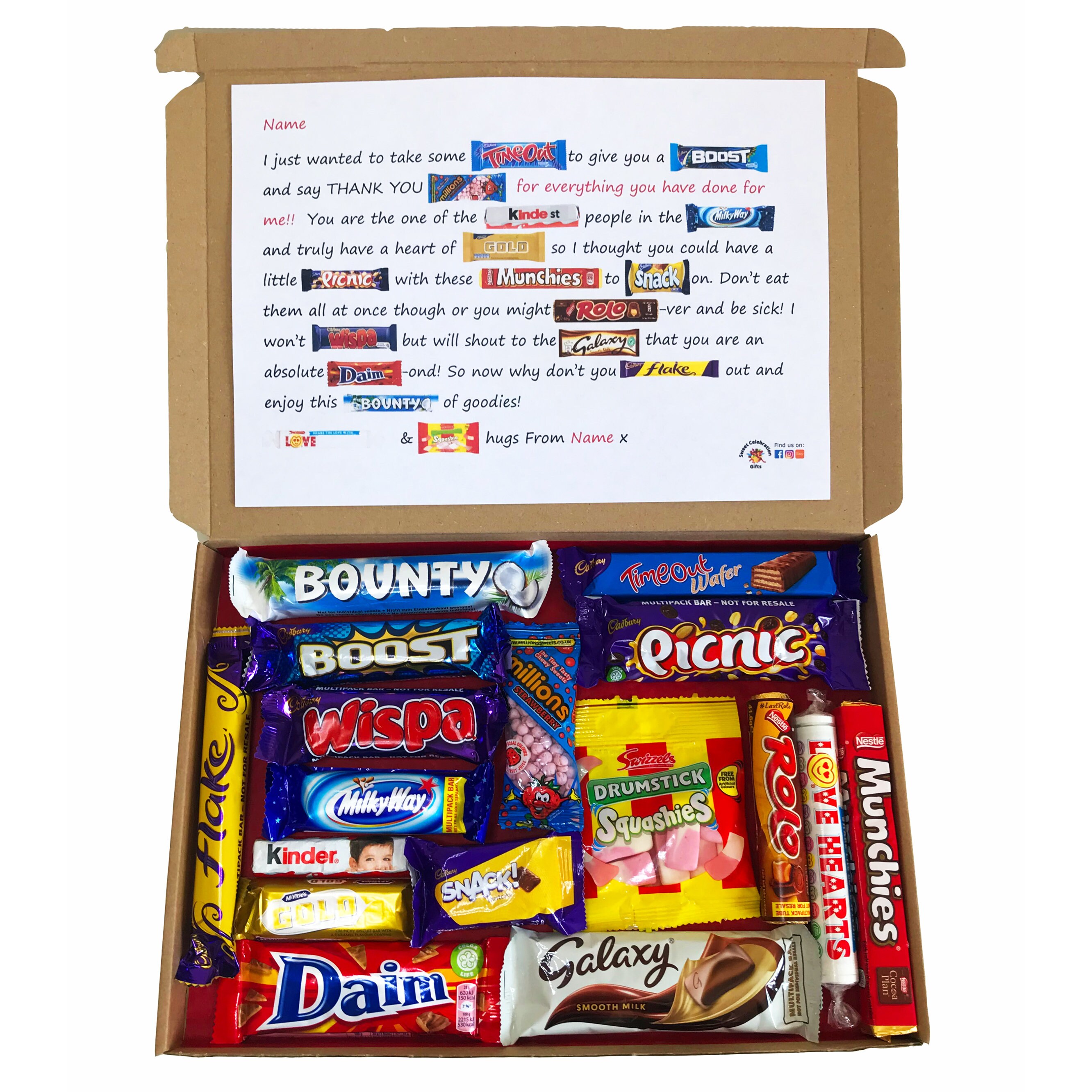 Personalised Thank You Chocolate Message Gift Box Etsy UK