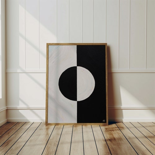 Peinture acrylique minimaliste audacieuse, Yin Yang, Art abstrait géométrique