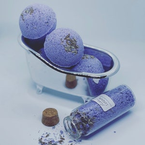 Lavender Bath Bombs Vegan Friendly Relaxing Dried Lavender Handmade Natural Shea Butter image 3