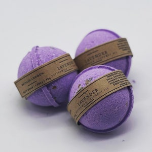 Bombas de baño de lavanda / Veganas / Relajantes / Lavanda seca / Hechas a mano / Naturales / Manteca de karité