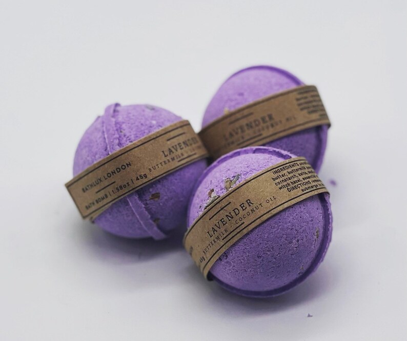 Lavender Bath Bombs Vegan Friendly Relaxing Dried Lavender Handmade Natural Shea Butter image 1