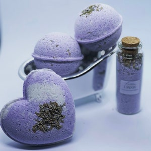 Lavender Bath Bombs Vegan Friendly Relaxing Dried Lavender Handmade Natural Shea Butter image 2