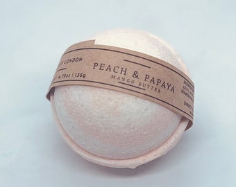 Peach & Papaya Bath Bombs | Vegan Friendly | Natural | Fruity | Handmade Raw Shea Butter