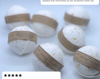 Bombas de baño de avena sin aroma para piel sensible / Naturales / Sin fragancia / Hechas a mano