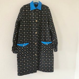 Robe vintage enfant des années 1960 / robe à fleurs noires bleues / blouse 10 ans / fabrication française / French vintage dress 60s image 2