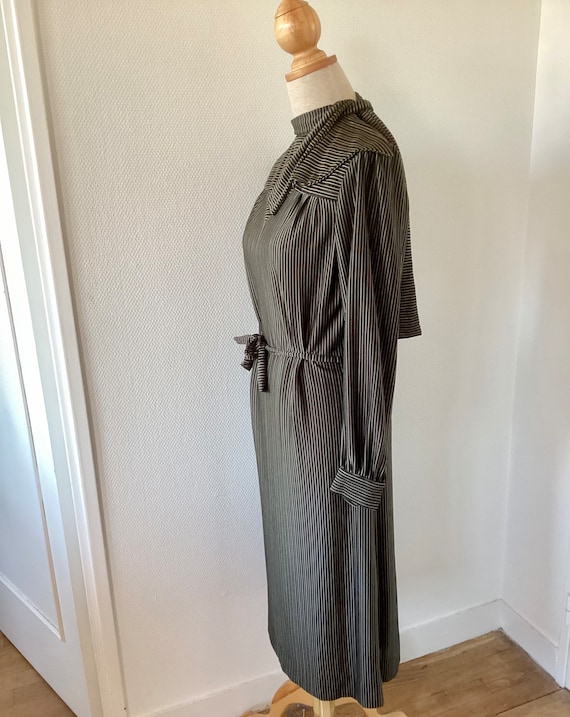 Dress COURRÈGES vintage 1970 / black midi dress s… - image 6