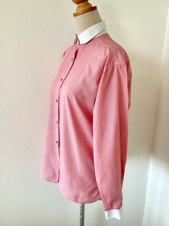 Chemisier vichy vintage 1980 / chemise coton blan… - image 7