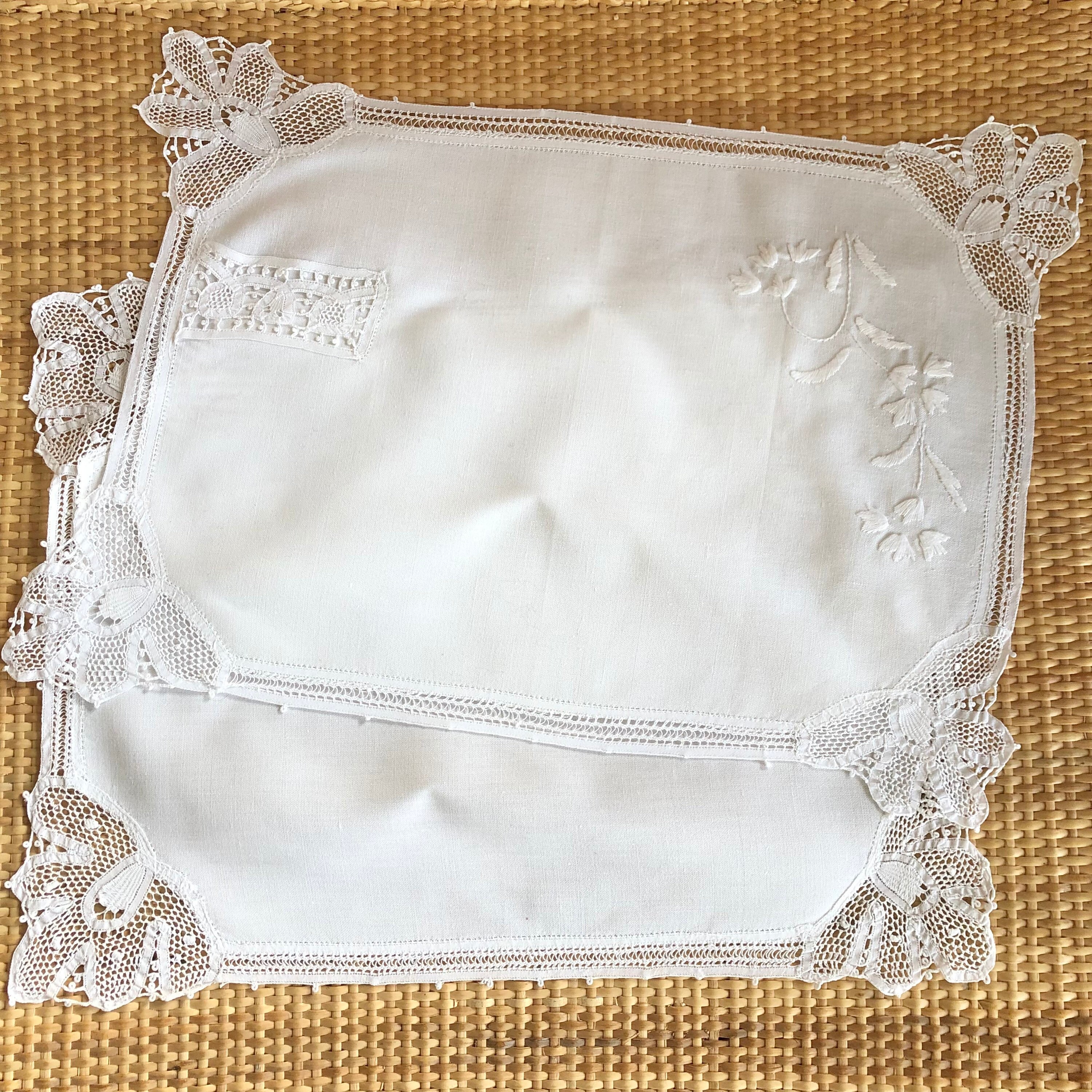 Napperons Vintage 1960/Napperons en Dentelle et Coton Blanc Linge de Table Ancien French Doily 60's