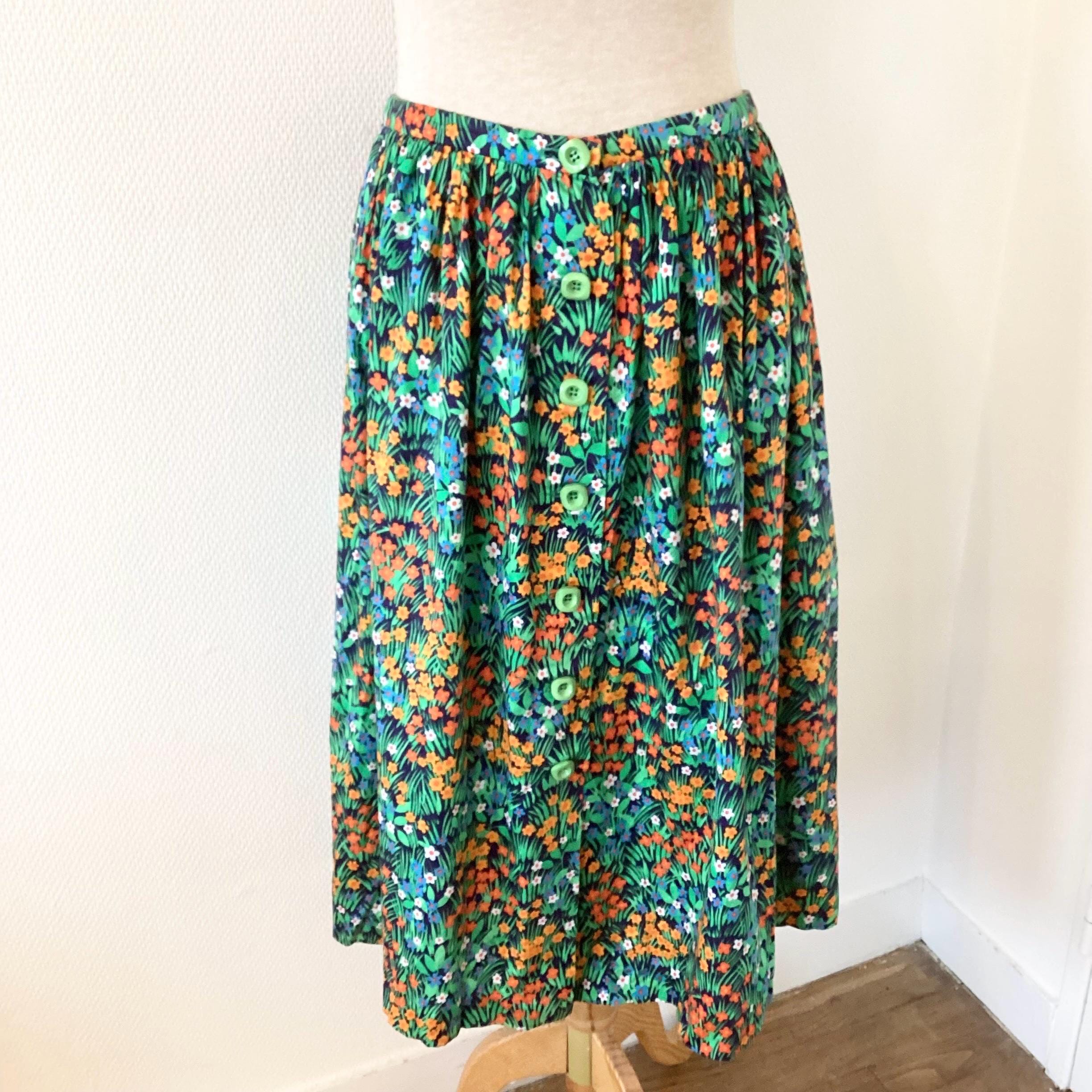 Jupe midi en jacquard à fleurs en bleu - Erdem