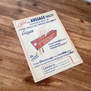 Portada de libreta vintage 1950 / anuncio antiguo de la marca Aussage / papelería vintage original / anuncio vintage francés años 50