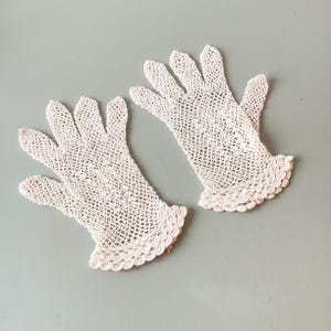 Gants En Dentelle Vintage Femme - Beige Taille Unique - Coton