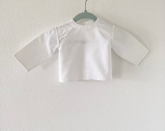 Alter Baby-BH aus weißer Baumwollspitze von 1930 / Vintage-Baby-Spitzenbluse / Französische Vintage-Bluse aus den 30er Jahren