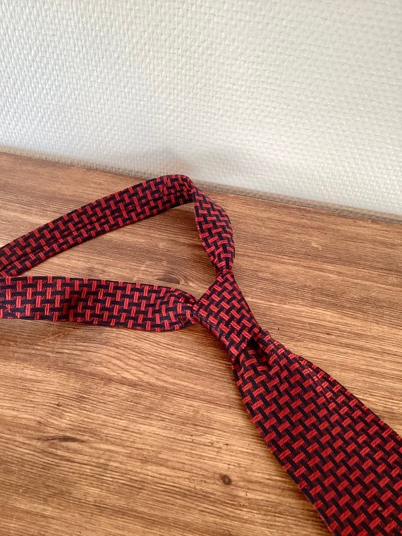 Vintage 1970 silk tie / blue silk tie with red ge… - image 6