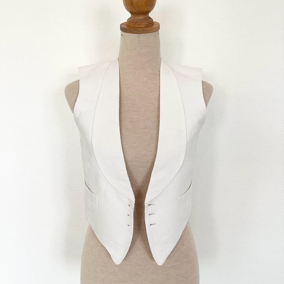 Gilet ancien 1940 / gilet costume en coton blanc rayé / costume victorien / made in France / fait main / french antique suit 40’s