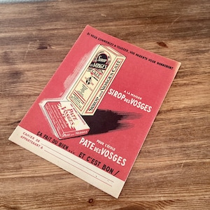 Portada libreta vintage 1950 / publicidad jarabe Vosges antigua / papeleria vintage original / publicidad vintage francesa 50's