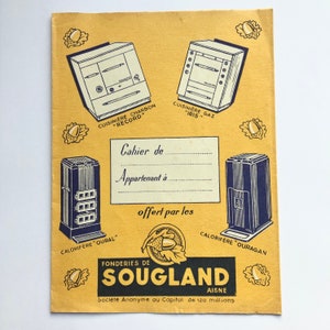 Vintage notebook cover 1950 / former Sougland foundry advertisement / original vintage stationery / vintage French advertisement