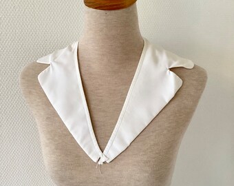 Col amovible vintage 1950 /  grand col coton blanc / collerette blanche / col costume ancien / fait main / antique removable collar 50’s