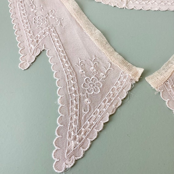 Removable vintage collar old 1940 lace / large vi… - image 9