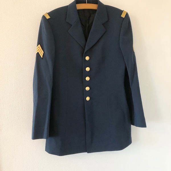 Veste officier vintage 1980 / veste uniforme français / veste costume bleu marine / french vintage armed coat 80’s