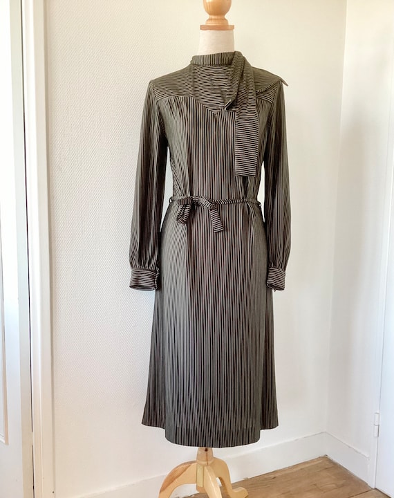 Dress COURRÈGES vintage 1970 / black midi dress s… - image 5