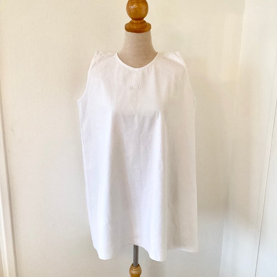 Antique nightdress 1920 / white linen cotton nigh… - image 1