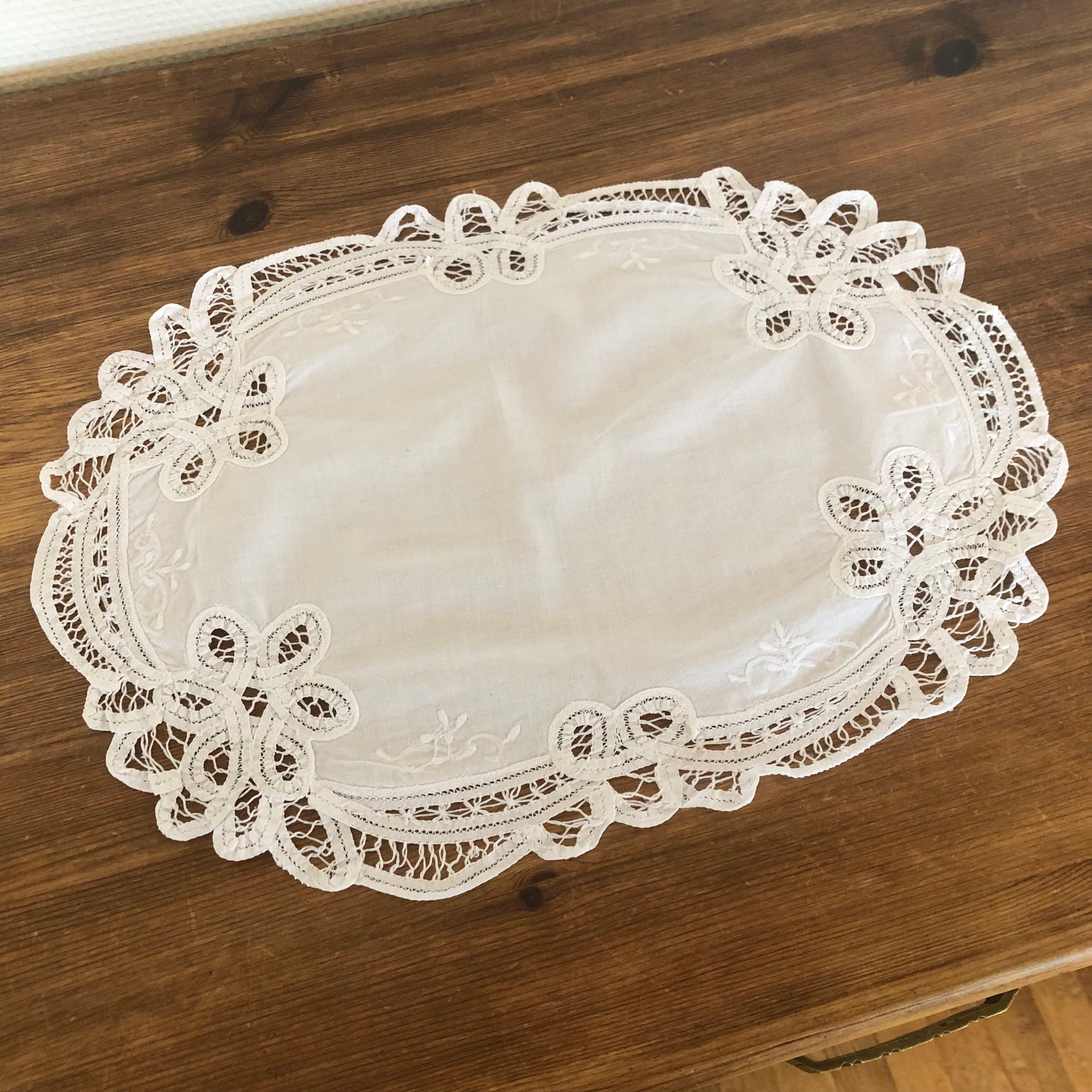 Napperons Vintage 1960/Napperons en Dentelle Blanche Linge de Table Ancien Fabrication French Doily 