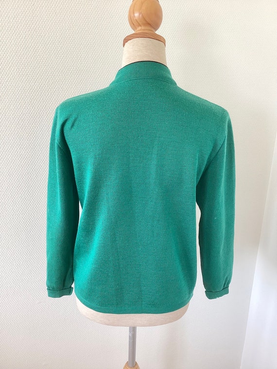 Vintage 1970 sweater / green wool sweater / embro… - image 8