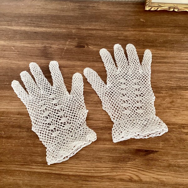 White Crochet Gloves Etsy