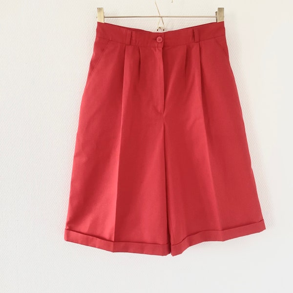 Jupe culotte rouge vintage 1970 / short long coton rouge / short court large / fabrication française SYM / french vintage skirt 70’s