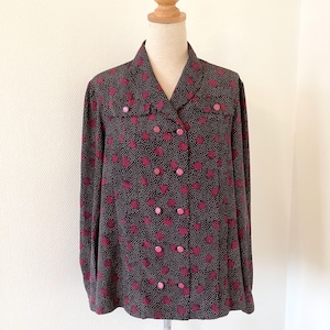 Vintage-Hemd aus den 70ern / schwarze Bluse mit orangen Karos / lange Ärmel / Bluse / in Frankreich hergestellt / Französisches Vintage-Hemd 70er