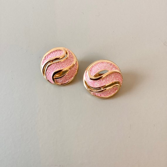 Vintage 1980 clip earrings / round ear clips in g… - image 1