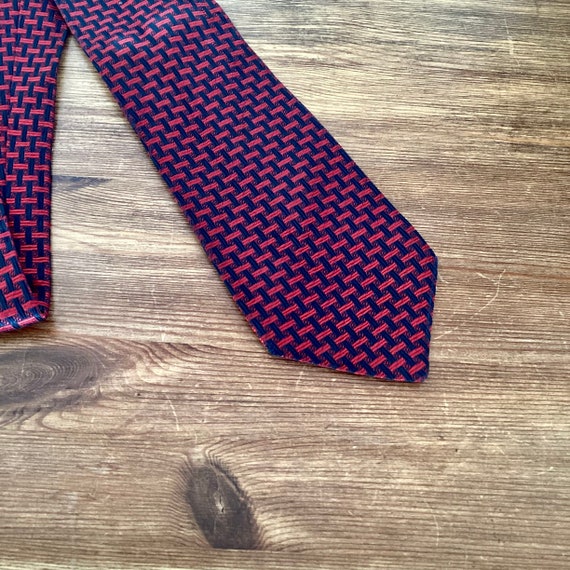 Vintage 1970 silk tie / blue silk tie with red ge… - image 4