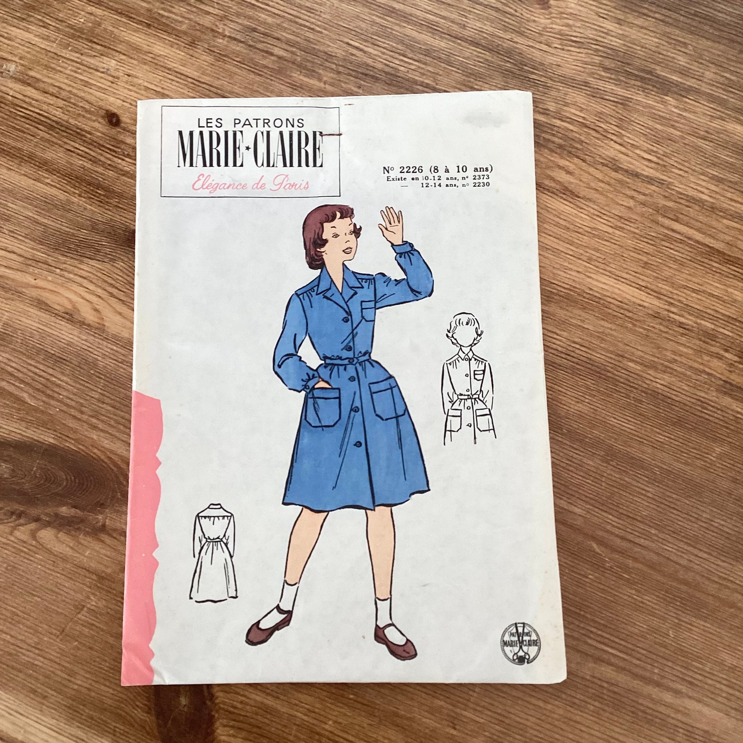 Patron De Robe Vintage Marie Claire N°6074 - Taille 10/12 Ans, Années 50, Occasion, Fait En France