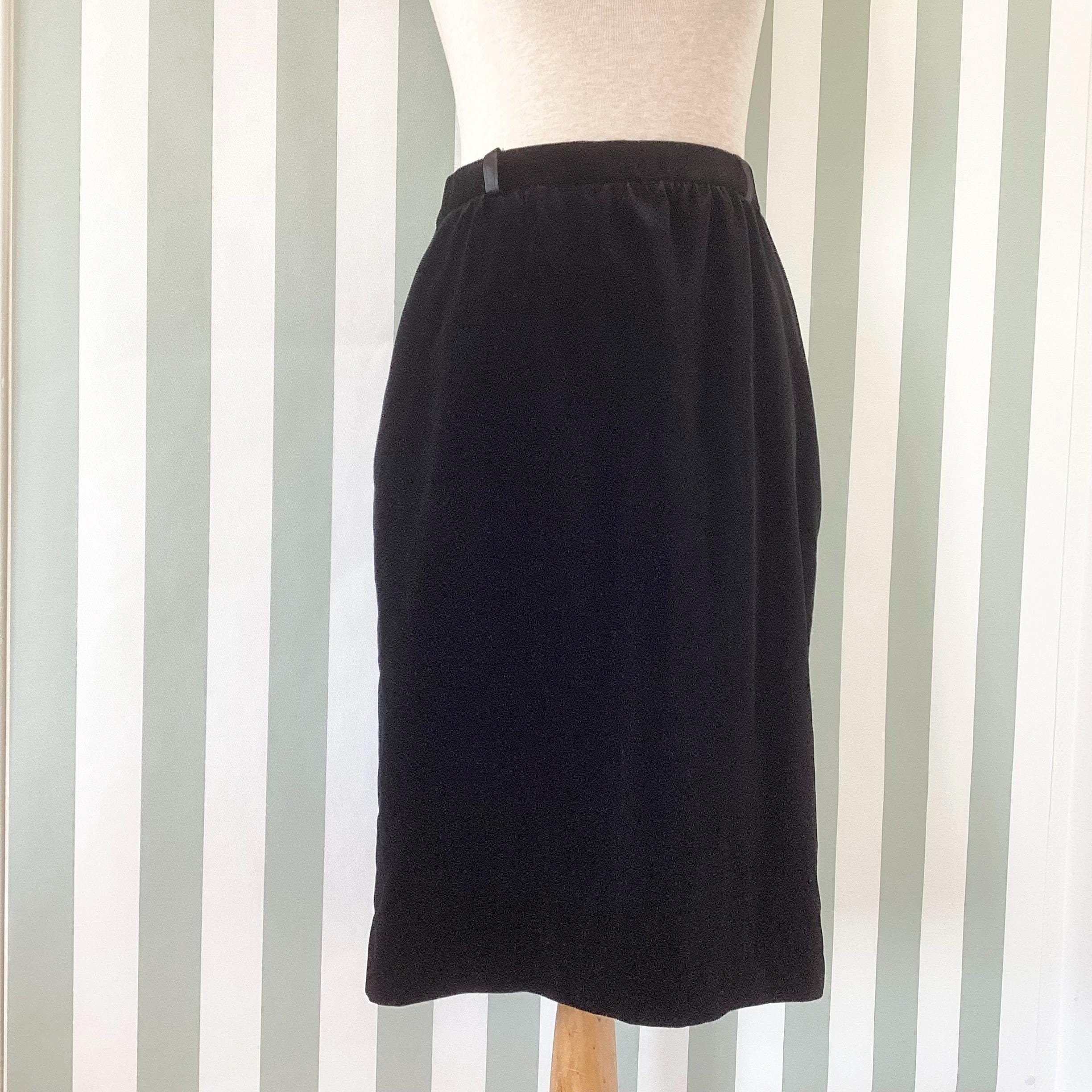 Jupe Crayon Femme Carr Jones - Coton Noir - Taille 14 - Vintage - Midi