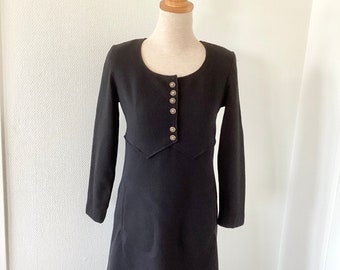 Robe SONIA RYKIEL vintage 1970 / petite robe noire cérémonie / fabrication française / taille S / French vintage dress 70’s