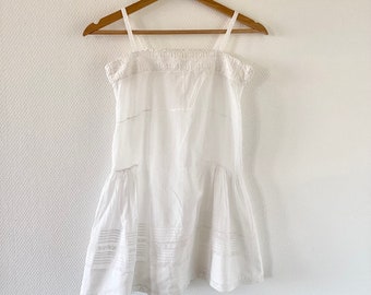 Robe vintage 1920 / robe fille coton blanc brodé dentelle / taille 10 ans / fabrication française / fait main / French vintage dress 20’s