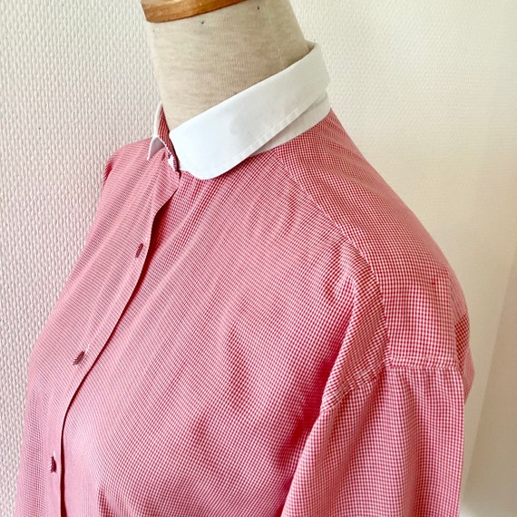Chemisier vichy vintage 1980 / chemise coton blan… - image 6